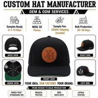 Casquette de baseball personnalisée avec patch en cuir circulaire, logo en relief, 6 panneaux, broderie haute densité, fabricant OEM ODM