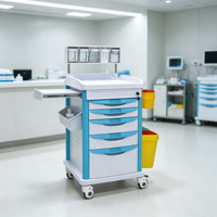 Chariot médical d'urgence portable SUNORO SET15 en plastique ABS avec roues, chariot de secours