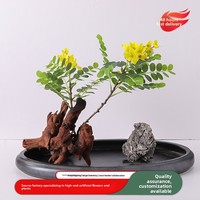 Ranting Bunga Sophora Kuning Buatan dari Plastik Sutra untuk Dekorasi Jendela, Pernikahan, Upacara, dan Pengaturan Lanskap Luar Ruangan