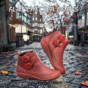 Bottes Chelsea plates pour femme, nouvelle collection automne-hiver 2026, style britannique, avec fermeture éclair latérale, tige en PU, talon solide en caoutchouc, grandes tailles - Product Image 2