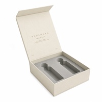 Boîte cadeau cosmétique carrée de luxe à couvercle rabattable avec fermeture magnétique, logo personnalisé, impression quadricolore, emballage pour soins de la peau et parfums avec insert