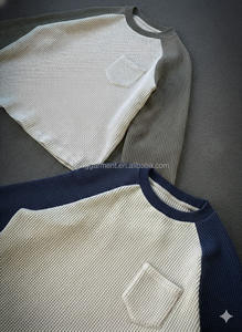 เสื้อสเวตเชิ้ตแขนยาวลายกราฟิกแบบพิมพ์ลาย DTG ตัดต่อผ้าแบบแพทช์เวิร์ค ผ้าวาฟเฟิล แขนเสื้อแบบแร็กแลน เสื้อยืดสตรีทแวร์แบบกันหนาว - Product Image 3