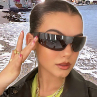 2025 Vintage Rectangle sans monture Y2K Style lunettes de soleil marron UV400 dégradé rose lunettes de soleil pour hommes femmes Hip Hop Cool nuances