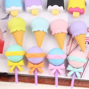 크리 에이 티브 디저트 시리즈 지우개 4 개/갑 참신 만화 재미있는 지우개 미니 롤리팝 아이스크림 고무 연필 지우개