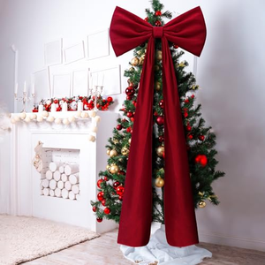 Fluffy Large Velvet Christmas Bows Giant Christmas Bows for Backdrop Party Room Wall Decor Christmas <b>Tree</b> Decoration - Product Image 3