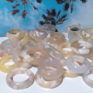 天然樱花玛瑙戒指民族饰品苔藓玛瑙戒指批发石指环女 - Product Image 6