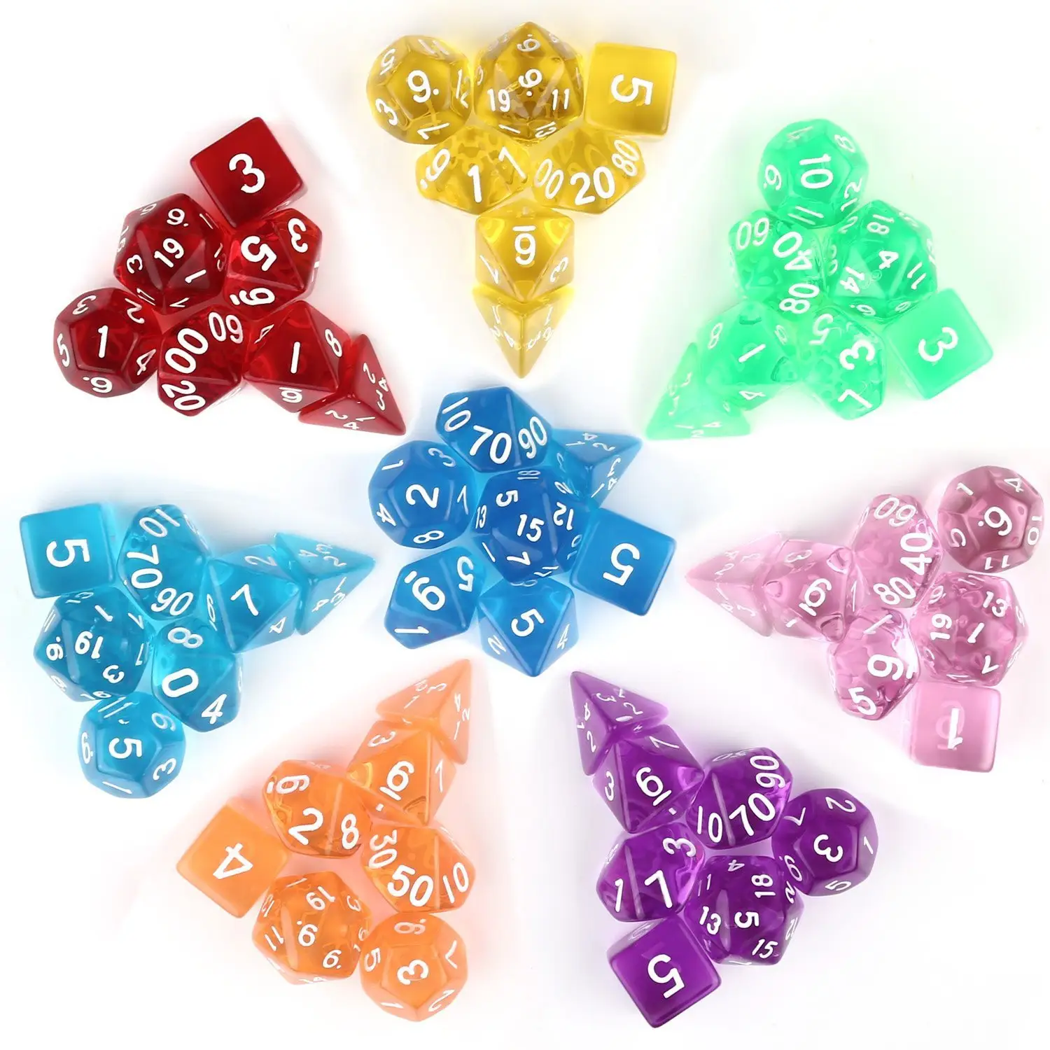 Juego de dados poliédricos para juegos de mesa, juego de dados de entretenimiento, 21 colores, d & d d4 d6 d8 d10 d % d12 d20, 7 unidades