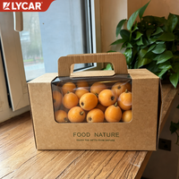 Caja de Regalo Portátil para Naranjas LYCAR, Empaque de Frutas en Papel Kraft con Ventana, Asa e Impresión de Logotipo Personalizado