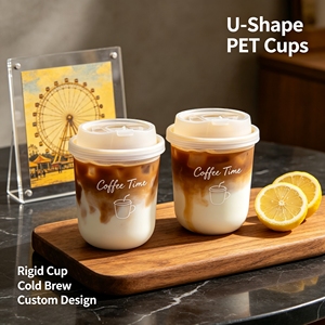 Gobelet en plastique PET en forme de U <span class=keywords><strong>avec</strong></span> logo personnalisé, matériau de qualité alimentaire, gobelet jetable à fond arrondi pour thé au lait à emporter - Product Image 1