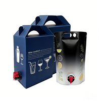 Bib Bag in Box voedselveilige draagbare aluminiumfolie verpakking met tuit en rode kraantje voor fruitsap, koffie en doosjes.