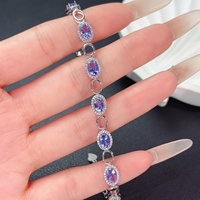 Bracelet en argent sterling 925 avec tanzanite, bijoux fins pour femmes, pierres précieuses faites à la main de luxe