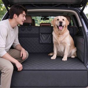 Housse de coffre de voiture imperméable pour chien, avec rabats latéraux, fond rigide, protection pour siège arrière, extension de siège arrière pour la protection du chien - Product Image 4