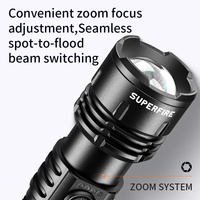Lampe torche LED haute puissance SUPERFIRE Y28-N 550LM avec zoom - 8W, rechargeable par Type-C, 21700, en aluminium, étanche, pour le camping