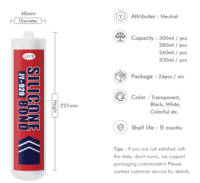 Perekat Sealant Silikon Netral Tahan Air Kekuatan Tinggi untuk Panel PVC, Penggunaan Konstruksi pada Pemasangan Marmer dan Ubin