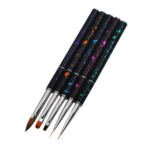 Pinceau à ongles en nylon à manche en plastique, plat et rond, avec capuchon en aluminium pour la création de motifs en gel acrylique - Product Image 1