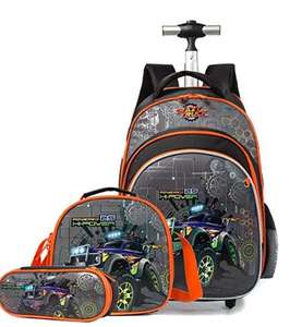 Mochila De Rodinha Infantil 3-teiliges Schulrad-Set mit Lunchbox Kinder reisegepäck SchooTrolley-Tasche Rucksack mit Rädern - Product Image 3