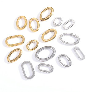 Chiusure <span class=keywords><strong>a</strong></span> <span class=keywords><strong>Molla</strong></span> Ovali in Acciaio Inox Placcato Oro 18k per Creazione di Gioielli Fai-da-Te - Product Image 2