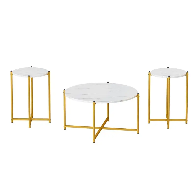 Leggero lusso lungo stile francese colorato cromo classico cerchio d'oro naturale metà secolo moderno marmo bianco tavolino da caffè in ceramica