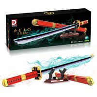 DK1508 Modèle de sabre samouraï décoratif 790 pièces Effet lumineux avec étui et support Ensemble de blocs de construction à assembler pour collection de bureau