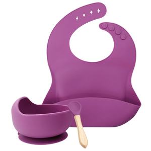 Ensemble d'alimentation pour bébé, bavoir en silicone, bol, cuillère pour bébé, sans BPA, accessoires pour l'autonomie alimentaire du bébé, ustensiles pour tout-petits - Product Image 3