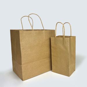 Sacs en papier kraft brun biodégradables personnalisés pour les plats à emporter avec poignée - Product Image 4
