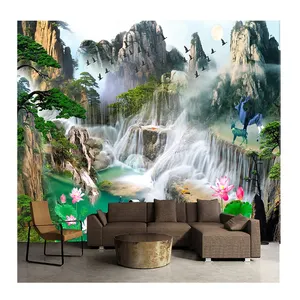 KOMNNI современный лес 3d обои водопад пейзаж росписи Восход горы плакат гостиная спальня кабинет Декор Фреска