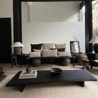 Table basse de salon en bois de style italien, moderne, noire, irrégulière, en forme de nuage, rétro