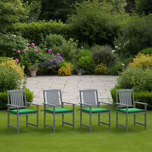 Set di Sedie da Giardino in Legno di Acacia Grigie, Arredamento da Esterno Durevole dal Design Tradizionale con Gambe Affusolate, Misura Standard - Product Image 2