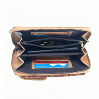 Tas Telepon Kork Vintage Multifungsi Dompet Portabel dengan Lapisan Poliester dan Penutup Tombol Aksesoris Populer