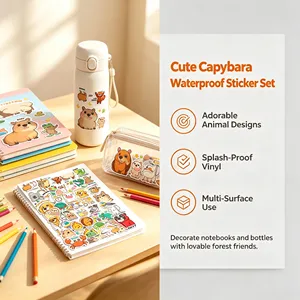 Set de Pegatinas Impermeables de Capibara, Calcomanías de Vinilo de Animales de Dibujos Animados para Cuadernos, Botellas, Manualidades y Regalos - Product Image 1