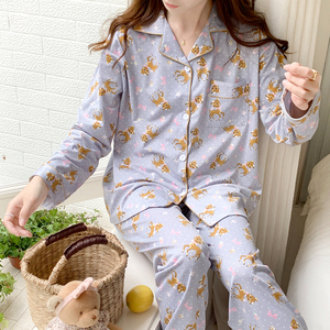 Pyjama de haute qualité en gaze double couche unie 2 pièces ensemble pyjama femme 100% coton