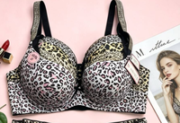Ensemble soutien-gorge et culotte grande taille pour femme, imprimé léopard, taille 46-66DD, fermeture à 3 rangées de crochets et œillets, lingerie couvrante, 2,4 $ Y3911