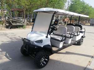 Chariots de golf modernes à ventilateur électrique classique 6 <span class=keywords><strong>places</strong></span> chassant le châssis <span class=keywords><strong>4X4</strong></span> avec le toit réglable de pare-brise - Product Image 4
