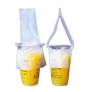 Bolsa de Plástico Transparente Desechable para Llevar Bebidas, con Logotipo Personalizado, Económica, para Vasos Individuales, en Forma de T - Product Image 1