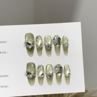 Faux ongles personnalisables faits à la main, style gothique, étoiles 3D métalliques, à coller, forme stiletto, style grunge