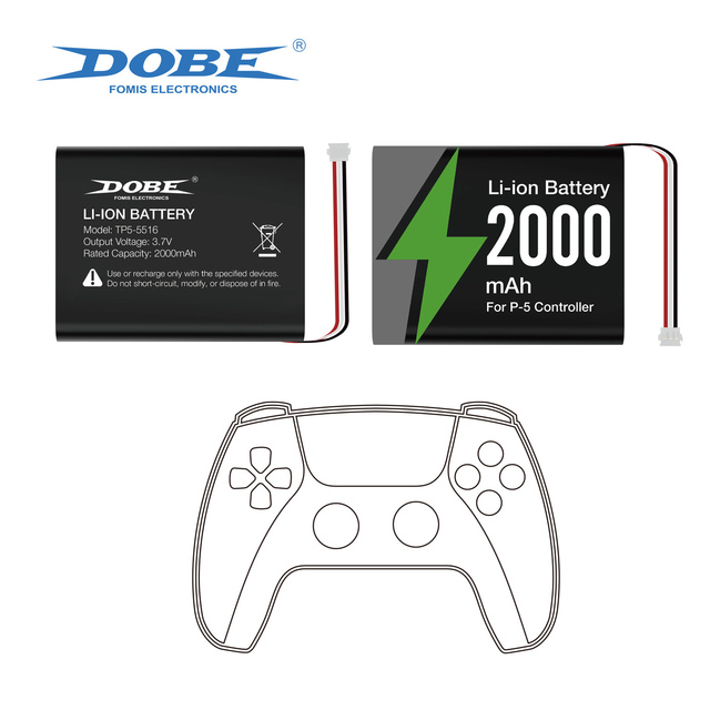 2000mAh Replacement Battery Pack for PS5 Controller High Capacity Li-ion Battery DOBE Brand