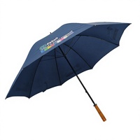 Parapluie de golf droit compact, léger, pratique, ouverture manuelle, double armature en fer, poignée en bois, design imperméable et coupe-vent
