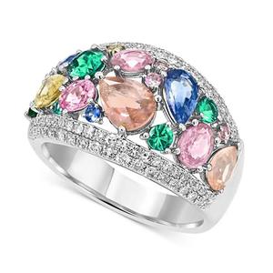 Anello Cocktail Q619 in Argento 925 con Moissanite Taglio a Pera e Incastonatura Pavé, Gioiello da Festa per Donne - Product Image 1