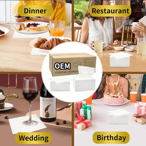 Serviettes de table jetables écologiques personnalisées par le fabricant, pliées en 1/4, blanches, gaufrées, en pâte de bois douce, 30x30cm, vente en gros, approvisionnement en vrac - Product Image 3