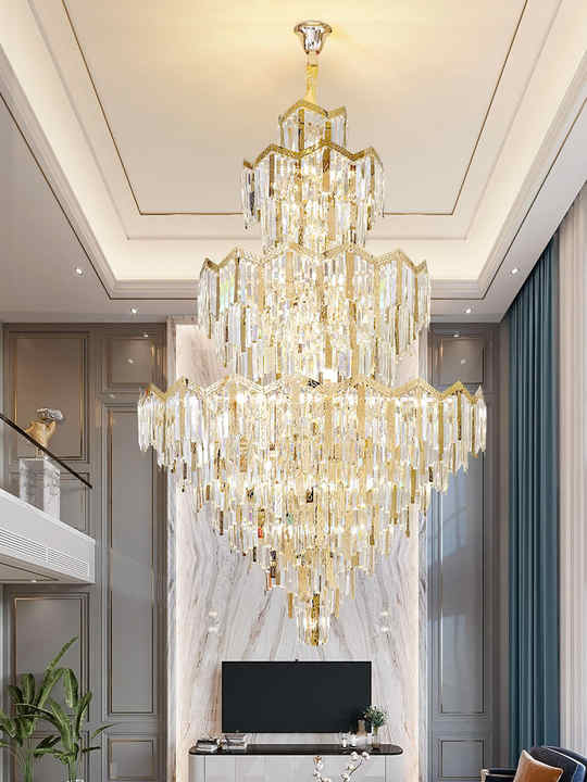 New European Luxury Restaurant Lobby Hotel Project Golden Round Crystal Large Chandelier for Living Room