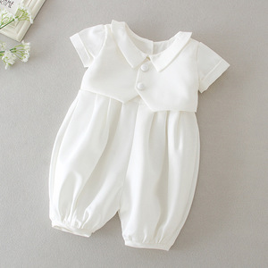 Vêtements de baptême en satin <span class=keywords><strong>pour</strong></span> bébés garçons de 3 à 24 mois, vêtements de fête <span class=keywords><strong>pour</strong></span> nourrissons, vêtements de baptême, <span class=keywords><strong>barboteuse</strong></span> <span class=keywords><strong>pour</strong></span> bébé, vente en gros - Product Image 2