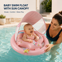 Flotador de Piscina para Bebés con Toldo y Asiento Textil Suave, Anillo Doble de PVC de 0.30 mm para Colecciones de Marca Privada