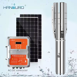 Bombas de Agua Solares de 7.5HP 65m3/h, Bomba Sumergible de 5.5KW 60M con Controlador <span class=keywords><strong>Inverter</strong></span> para Riego Agrícola - Product Image 1