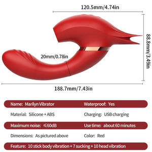 Dubbele vibrator voor vrouwen, 180° rotatie, clitoris, vagina, anaal, zuigende vibrator. - Product Image 6