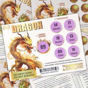 Numéro gagnant carte de loterie billets à gratter conception gratuite personnalisée thème dragon impression numérique chine loterie à gratter - Product Image 1
