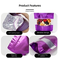 Sachet Doypack Coloré en Feuille Métallique avec Fenêtre Transparente, Sac d'Emballage Alimentaire Refermable à Fermeture Éclair pour Noix, Fruits Secs, Thé et Snacks
