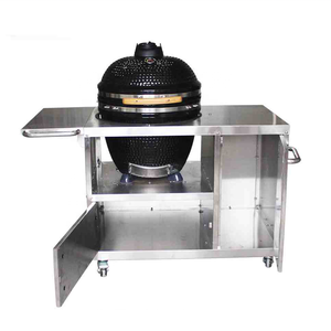 Meja panggang barbekyu Kamado, alat panggang Stainless Steel, arang BBQ keramik Kamado 52 cm - Product Image 4