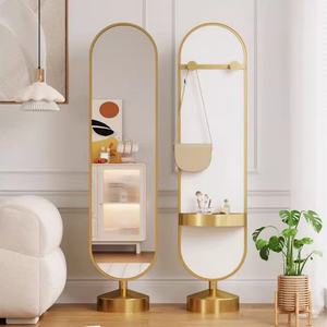 Espejo de Maquillaje Moderno para Decoración del Hogar con Diseño Arqueado, Estante de Almacenamiento Metálico Multifuncional, Espejo de Pie de Vidrio Personalizado para Uso Doméstico - Product Image 2