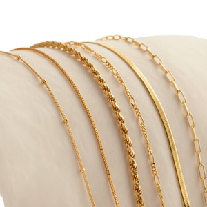 18K Gold Plated Wholesale Stainless Steel <b>Charm</b> Waterproof Chunky Rope Cuban Paper Clip Link Chain <b>Bracelets</b> Jewelry for Women - Product Image 1