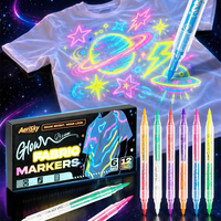 Stylos marqueurs fluorescents UV pour tissu, 12 couleurs, double pointe oblique, pour vêtements de fête, graffiti et art